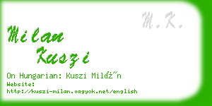 milan kuszi business card